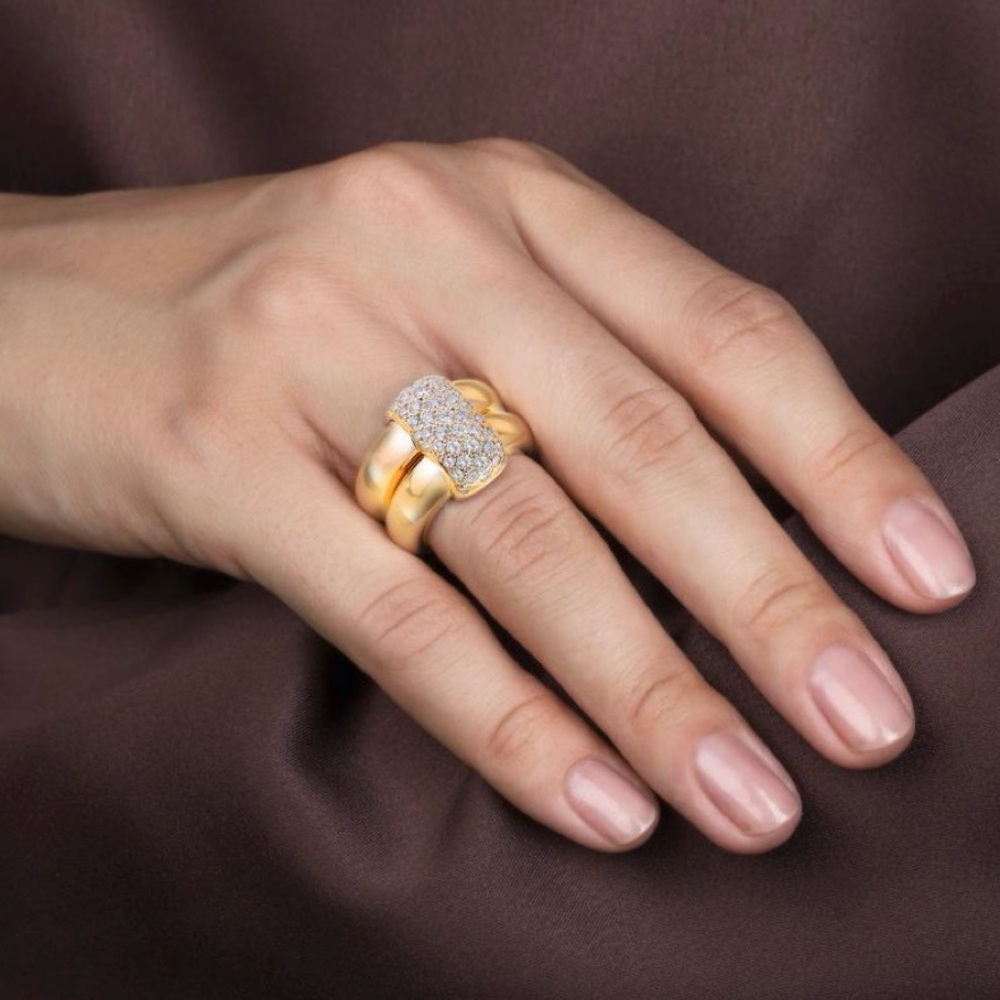 Rare Authentic Chaumet 18K gold ring with diamonds. 16g gold. High class jewelry - Picture 4 of 9